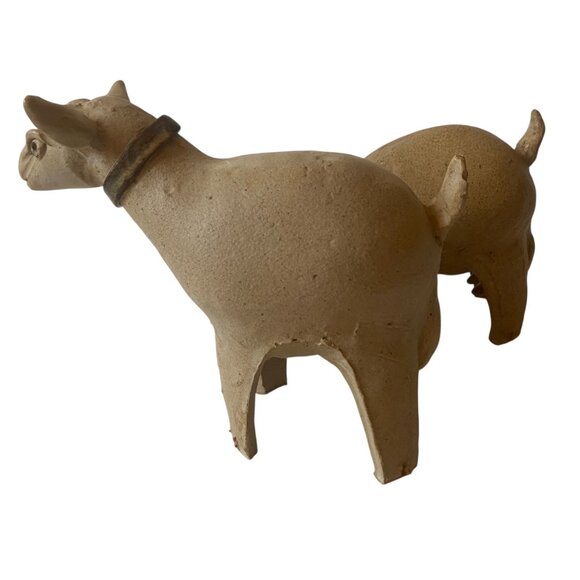 Handmade Brutalist Pottery Goat Figurines Farm Animals Christmas Nativity Set - Picture 4 of 9